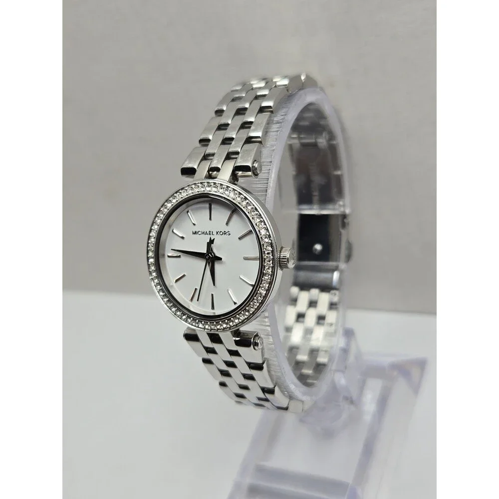 Michael Kors Mini Darci MK3294 Womens Silver Crystal Bezel 26mm New Battery